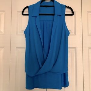 I.N.C bright turquoise blue high-low blouse